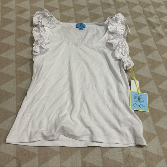 Women's Ruffle Sleeve Mixed Media Tank Top Cece - Picture 3 of 5